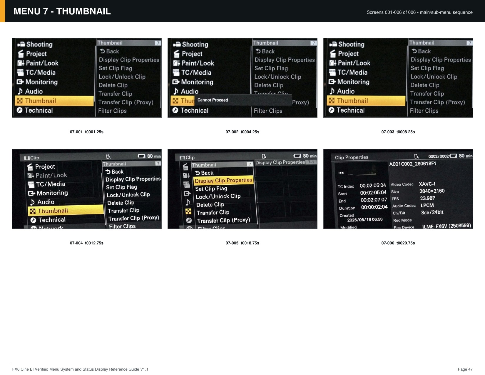 FX6 Cine EI Verified Menu Reference - page 47 of 68